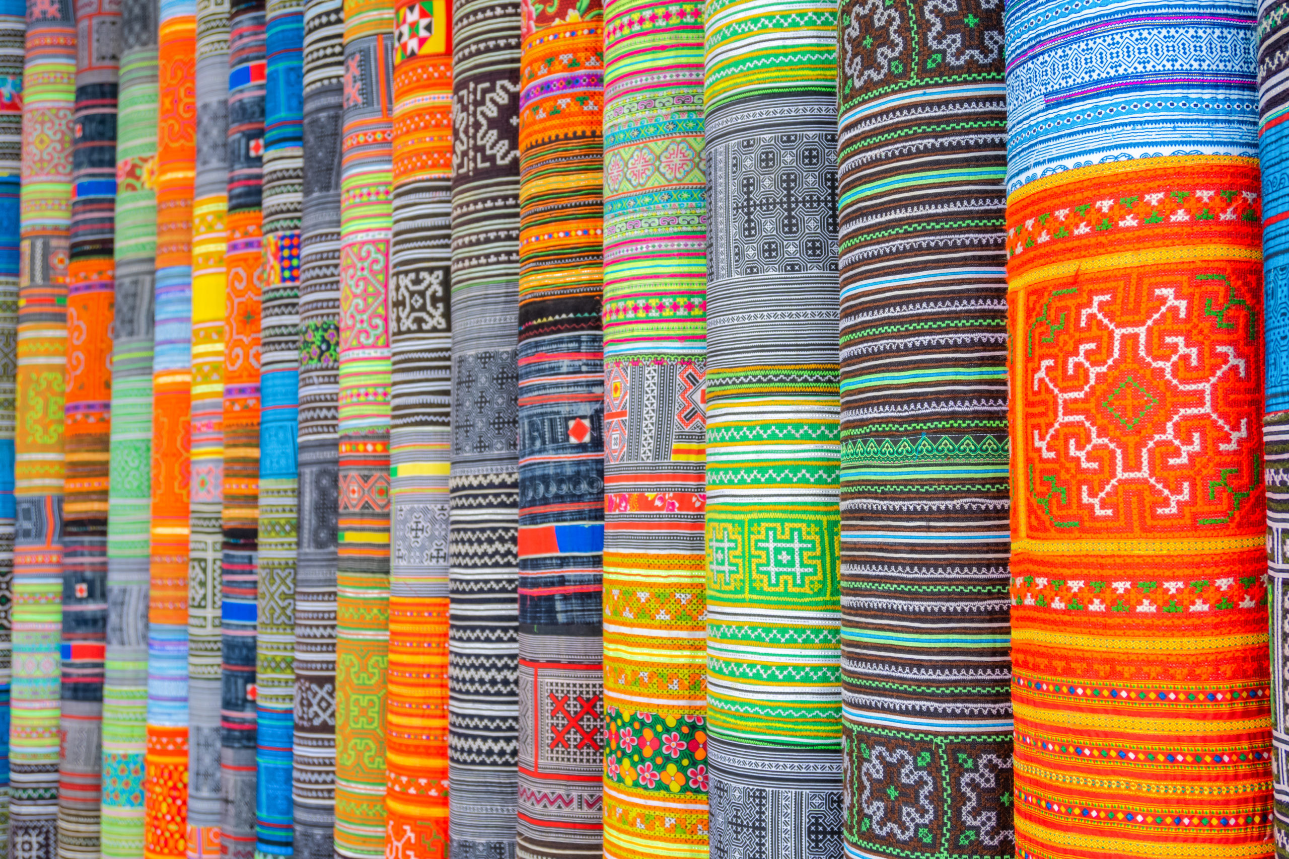 Handicrafts embroidered cloth with traditional pattern of ethnic